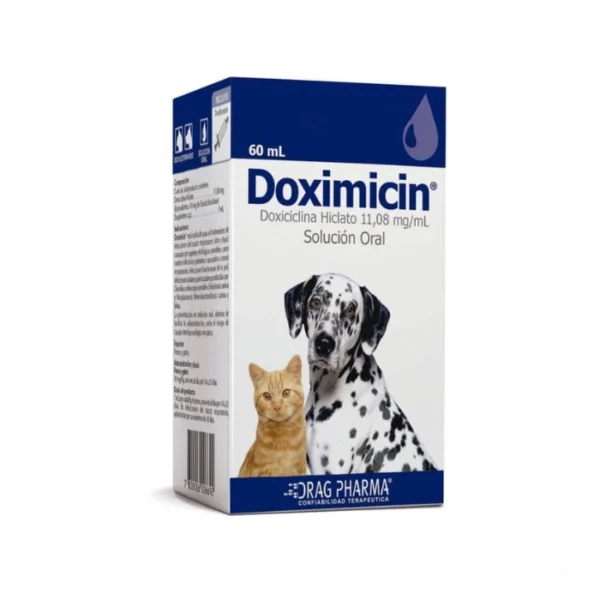 Frasco de Docimicin Jarabe 60 mL con doxiciclina para perros y gatos