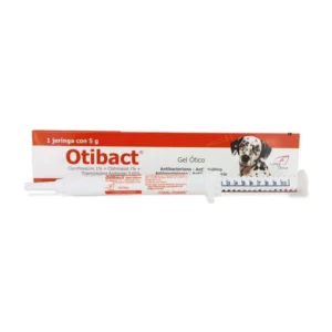 Caja de Otibact Gel Ótico 5 g para tratamiento de otitis en perros