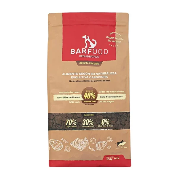 BARFOOD 12KG. VACUNO RAZAS GRANDES Y ADULTOS